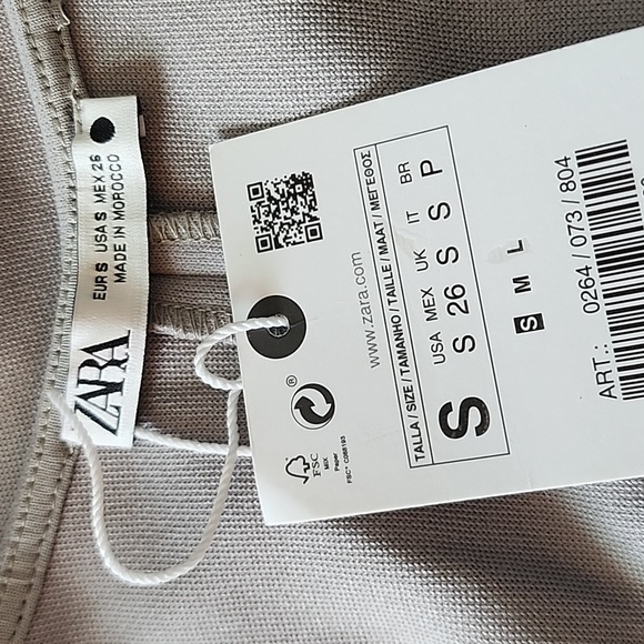 NWT Zara Pearl Gray Cut Out Waist Midi Dress, Size S - Picture 7 of 7